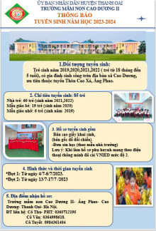 Thông báo tuyển sinh năm học 2023-2024-MN Cao Dương II