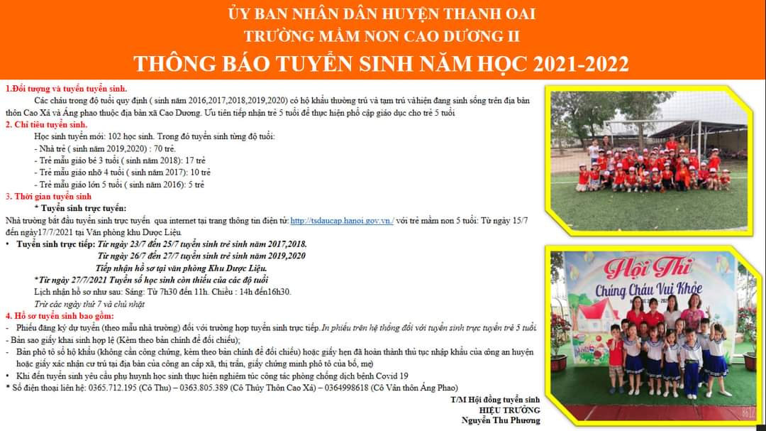 Tuyển sinh năm học 2021-2022